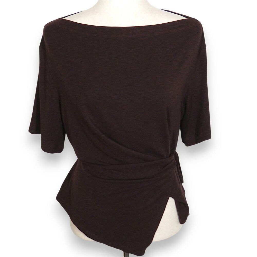 OGL Dark Purple Soft Stretchy Tie Waist Cotton Blend Top Size Medium